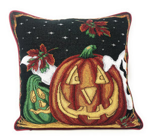 DaDa Bedding Set of 4 Pieces - Autumn Harvest Halloween & Christmas Ornaments Holiday Tapestry Throw Pillow Covers Bundle Pack - 16" x 16"