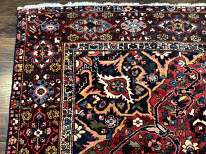 Rare Persian Bakhtiari Rug 10x13, Red, Semi Antique, Large Persian Carpet, Handmade