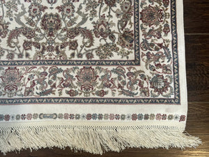 Small Turkish Silk Rug 2.6 x 4, Ivory, Allover Design, Bamboo Silk