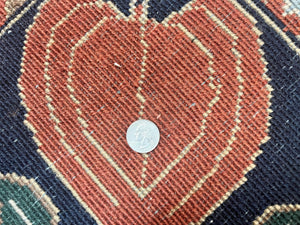 Indo Persian Bidjar Rug 8x10, Red and Black, Handmade Vintage Wool Carpet
