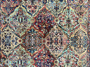 Karastan Multicolor Panel Kirman Rug #717, Wool Karastan Rug 5' 9" x 9', Vintage Multipanel Kirman, Original Karastan Collection 700 Series