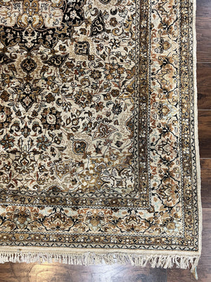 Persian Qum Silk Rug, Floral Medallion, Very Fine 60 Raj 475 KPSI, Handmade Hand Knotted Oriental Carpet, Silk on Silk