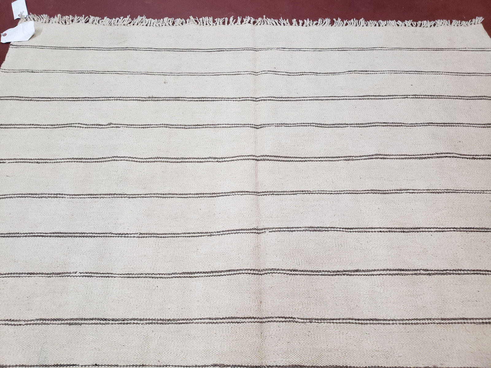 New Turkish Kilim Rug, Striped Area Rug, Southwestern Style, Off-white/Ivory Color, 5x8 Kilim Carpet, Hand-Knotted, Flatweave, Wool