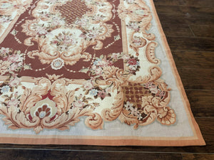 Vintage Needlepoint Rug 6x9, Aubusson Rug, Flatweave Wool Elegant Carpet, Medium Size, French European Design
