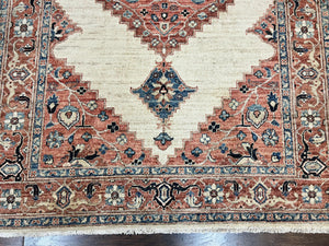 Peshawar Rug 5x7, Wool Hand Knotted Handmade Vintage Carpet, Serapi Design, Pakistani Rug 5 x 7 ft, Medium Sized, Geometric Rug