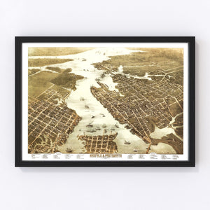 Vintage Map of Norfolk, Virginia 1873