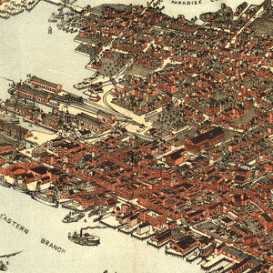 Vintage Map of Norfolk, Virginia 1891