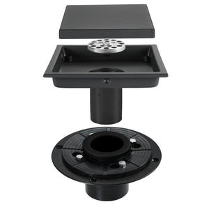 Matte Black stainless floor drain 6x6inch