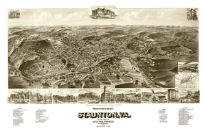 Vintage Map of Staunton, Virginia 1891