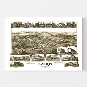 Vintage Map of Cairo, West Virginia 1899