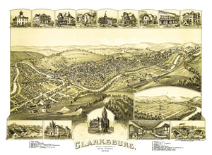 Vintage Map of Clarksburg, West Virginia 1898