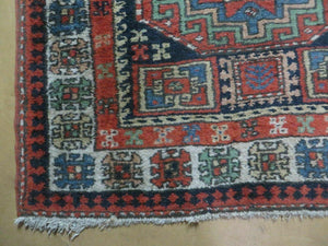 3 '4" X 10' Vintage Handmade Turkish Kazak Caucasian Wool Runner Rug Red Nice