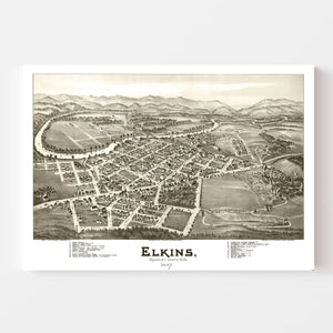 Vintage Map of Elkins, West Virginia 1897