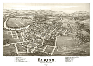 Vintage Map of Elkins, West Virginia 1897