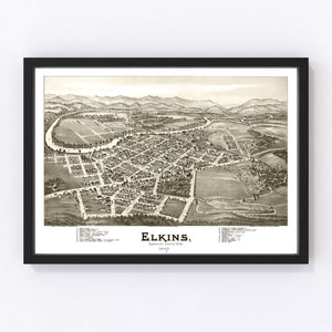 Vintage Map of Elkins, West Virginia 1897