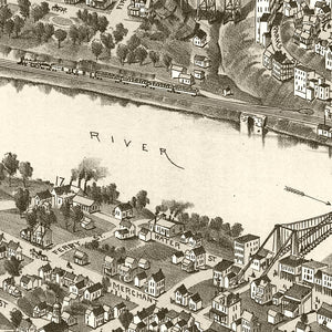 Vintage Map of Fairmont & Palatine, West Virginia 1897