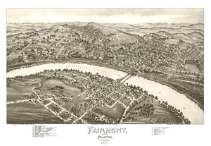 Vintage Map of Fairmont & Palatine, West Virginia 1897