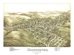 Vintage Map of Mannington, West Virginia 1897
