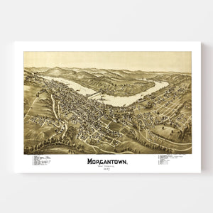 Vintage Map of Morgantown, West Virginia 1897