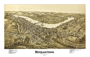 Vintage Map of Morgantown, West Virginia 1897