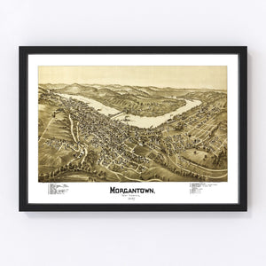 Vintage Map of Morgantown, West Virginia 1897