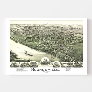 Vintage Map of Moundsville, West Virginia 1899