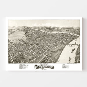 Vintage Map of Parkersburg, West Virginia 1899
