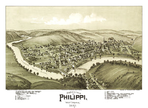 Vintage Map of Phillippi, West Virginia 1897