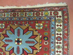 4' X 6' Vintage Handmade Caucasian Shirvan Russian Armenian Wool Rug Colorful