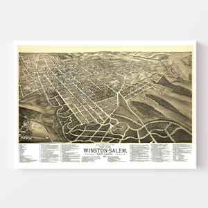 Vintage Map of Winston-Salem, North Carolina 1891