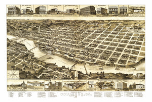 Vintage Map of Columbus, Georgia 1886
