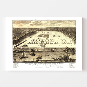 Vintage Map of Savannah, Georgia 1734