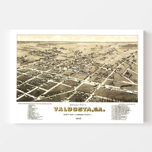 Vintage Map of Valdosta, Georgia 1885