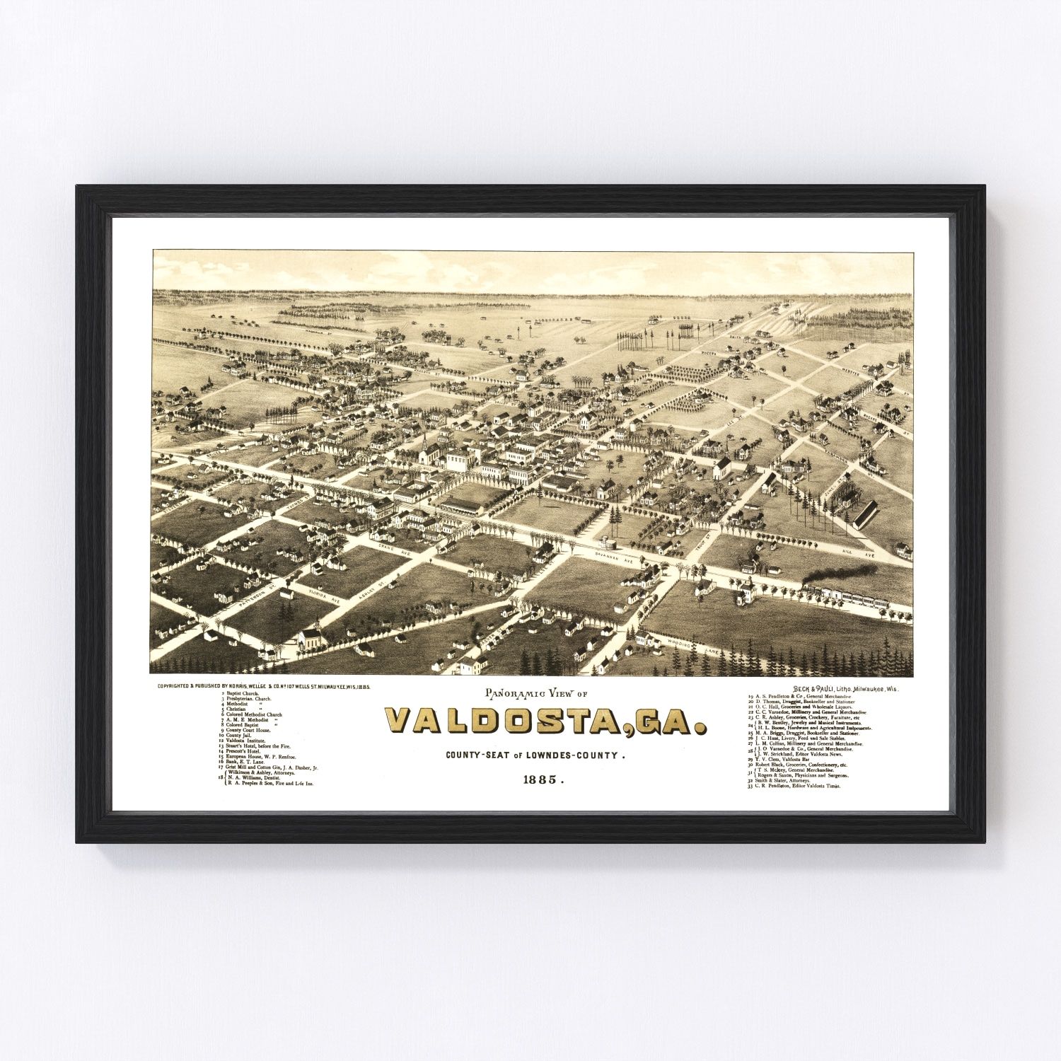 Vintage Map of Valdosta, Georgia 1885