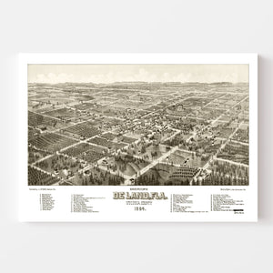 Vintage Map of De Land, Florida 1884