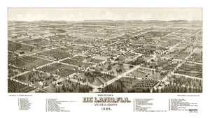 Vintage Map of De Land, Florida 1884