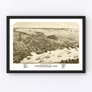 Vintage Map of Jacksonville, Florida 1876
