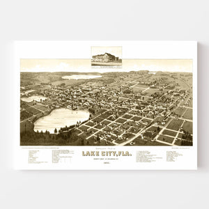 Vintage Map of Lake City, Florida 1885