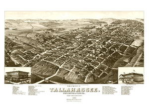 Vintage Map of Tallahassee, Florida 1885