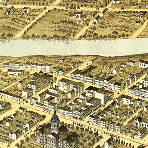 Vintage Map of Frankfort, Kentucky 1871