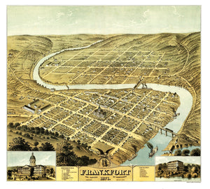 Vintage Map of Frankfort, Kentucky 1871