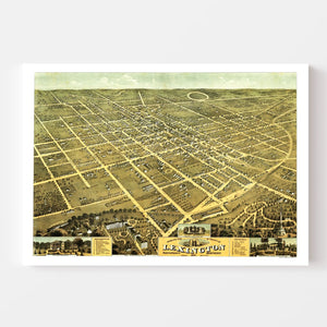Vintage Map of Lexington, Kentucky 1871