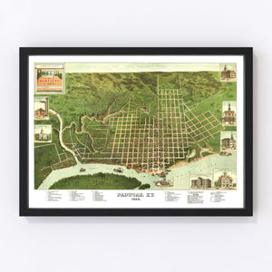 Vintage Map of Paducah, Kentucky 1889