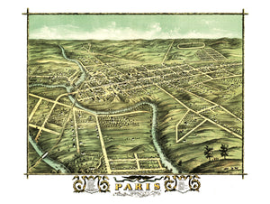 Vintage Map of Paris, Kentucky 1870