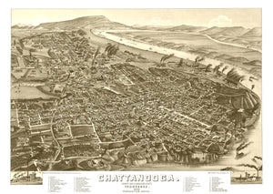 Vintage Map of Chattanooga, Tennessee 1886
