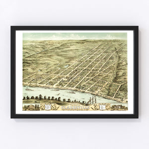 Vintage Map of Clarksville, Tennessee 1870