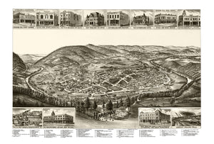 Vintage Map of Harriman, Tennessee 1892