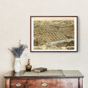 Vintage Map of Knoxville, Tennessee 1871