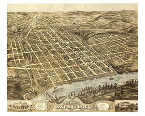 Vintage Map of Knoxville, Tennessee 1871
