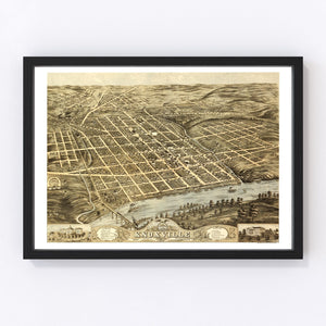 Vintage Map of Knoxville, Tennessee 1871